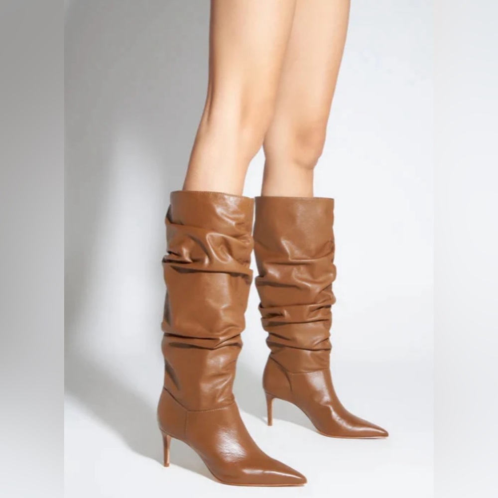 SCHUTZ - Ashlee Up Knee High Slouchy Nappa Leather Boot Size 5 - Picture 1 of 16